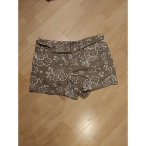 Jacob Shorts Womens/Girl Sz 11/12 Green Floral‎ Low Rise Belt Button Pockets